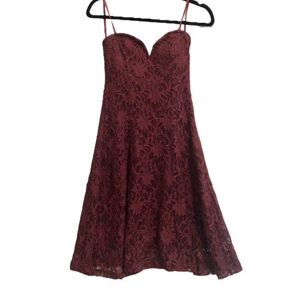 Strapless Red Lace Mini Dress - Picture 1 of 3